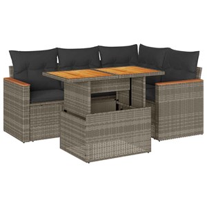 Maison exclusive - salon de jardin 5 pcs avec coussins gris résine tressée acaci
