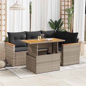 Maison exclusive - salon de jardin 5 pcs avec coussins gris résine tressée acaci