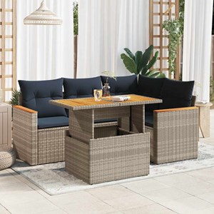 Maison exclusive - salon de jardin 5 pcs avec coussins gris résine tressée