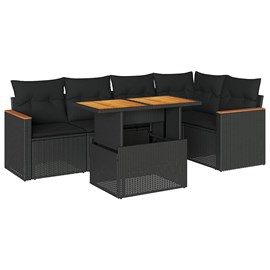 Maison exclusive - salon de jardin 6 pcs avec coussins noir résine tressée acaci