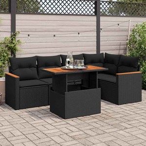 Maison exclusive - salon de jardin 6 pcs avec coussins noir résine tressée acaci