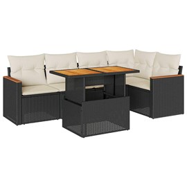 Maison exclusive - salon de jardin 6 pcs avec coussins noir résine tressée acaci
