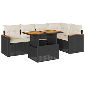 Maison exclusive - salon de jardin 6 pcs avec coussins noir résine tressée acaci