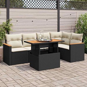 Maison exclusive - salon de jardin 6 pcs avec coussins noir résine tressée acaci