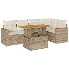 Maison exclusive - salon de jardin 6 pcs avec coussins beige résine tressée acac