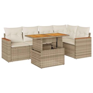 Maison exclusive - salon de jardin 6 pcs avec coussins beige résine tressée acac