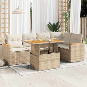 Maison exclusive - salon de jardin 6 pcs avec coussins beige résine tressée acac