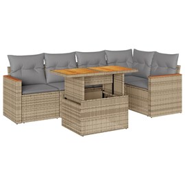 Maison exclusive - salon de jardin 6 pcs avec coussins beige résine tressée acac
