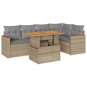 Maison exclusive - salon de jardin 6 pcs avec coussins beige résine tressée acac