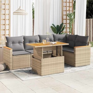 Maison exclusive - salon de jardin 6 pcs avec coussins beige résine tressée acac