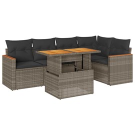 Maison exclusive - salon de jardin avec coussins 6 pcs gris résine tressée acaci