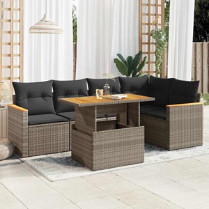 Maison exclusive - salon de jardin avec coussins 6 pcs gris résine tressée acaci