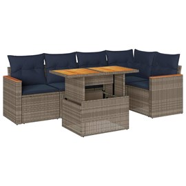Maison exclusive - salon de jardin 6 pcs avec coussins gris résine tressée