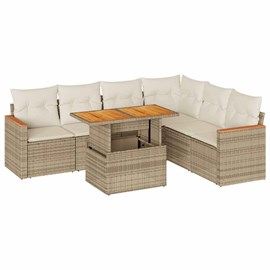 Maison exclusive - salon de jardin avec coussins 7 pcs beige résine tressée acac