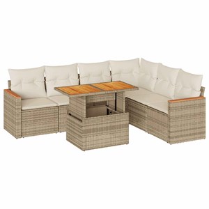 Maison exclusive - salon de jardin avec coussins 7 pcs beige résine tressée acac