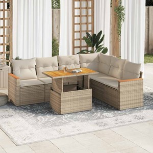 Maison exclusive - salon de jardin avec coussins 7 pcs beige résine tressée acac