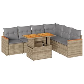 Maison exclusive - salon de jardin avec coussins 7 pcs beige résine tressée acac