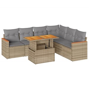 Maison exclusive - salon de jardin avec coussins 7 pcs beige résine tressée acac