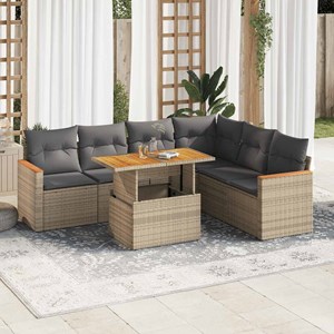 Maison exclusive - salon de jardin avec coussins 7 pcs beige résine tressée acac