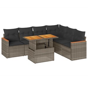 Maison exclusive - salon de jardin avec coussins 7 pcs gris résine tressée acaci