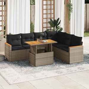 Maison exclusive - salon de jardin avec coussins 7 pcs gris résine tressée acaci