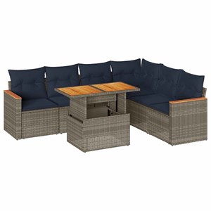 Maison exclusive - salon de jardin avec coussins 7 pcs gris résine tressée