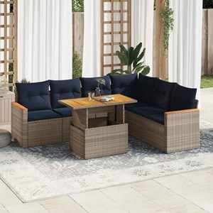 Maison exclusive - salon de jardin avec coussins 7 pcs gris résine tressée