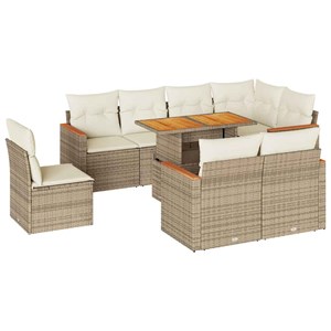 Maison exclusive - salon de jardin avec coussins 9 pcs beige résine tressée acac