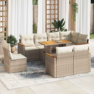 Maison exclusive - salon de jardin avec coussins 9 pcs beige résine tressée acac