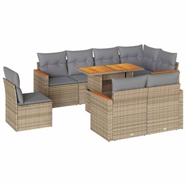 Maison exclusive - salon de jardin avec coussins 9 pcs beige résine tressée acac