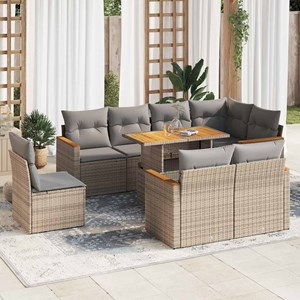 Maison exclusive - salon de jardin avec coussins 9 pcs beige résine tressée acac