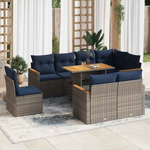 Maison exclusive - salon de jardin 9 pcs avec coussins gris résine tressée