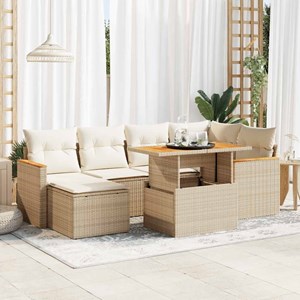 Maison exclusive - salon de jardin avec coussins 7 pcs beige résine tressée acac