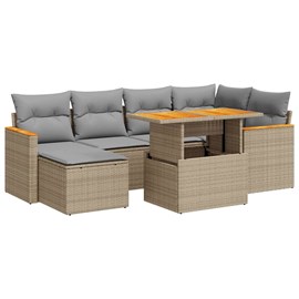 Maison exclusive - salon de jardin avec coussins 7 pcs beige résine tressée acac