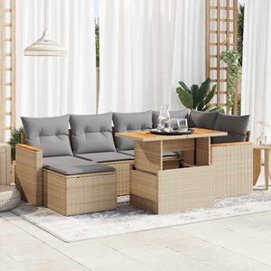 Maison exclusive - salon de jardin avec coussins 7 pcs beige résine tressée acac