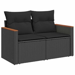 Maison exclusive - salon de jardin avec coussins 8 pcs noir résine tressée acaci