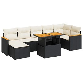Maison exclusive - salon de jardin avec coussins 8 pcs noir résine tressée acaci