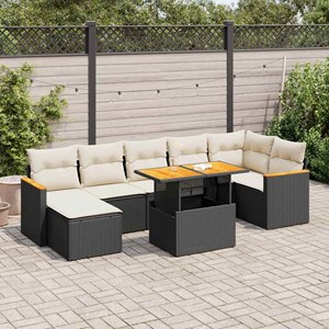 Maison exclusive - salon de jardin avec coussins 8 pcs noir résine tressée acaci