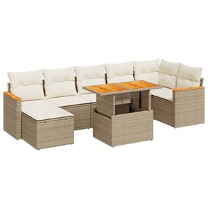 Maison exclusive - salon de jardin avec coussins 8 pcs beige résine tressée acac