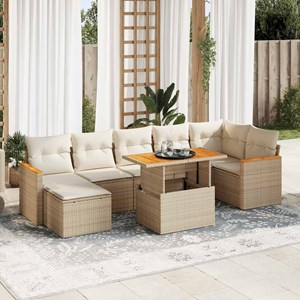 Maison exclusive - salon de jardin avec coussins 8 pcs beige résine tressée acac