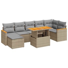 Maison exclusive - salon de jardin avec coussins 8 pcs beige résine tressée acac