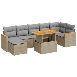 Maison exclusive - salon de jardin avec coussins 8 pcs beige résine tressée acac
