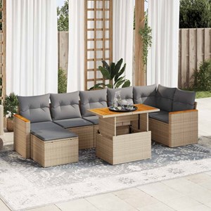 Maison exclusive - salon de jardin avec coussins 8 pcs beige résine tressée acac