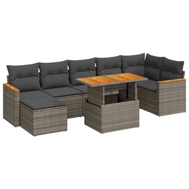 Maison exclusive - salon de jardin avec coussins 8 pcs gris résine tressée acaci