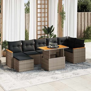 Maison exclusive - salon de jardin avec coussins 8 pcs gris résine tressée acaci