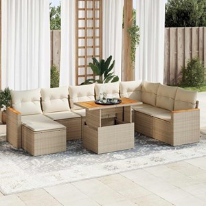 Maison exclusive - salon de jardin avec coussins 9 pcs beige résine tressée acac