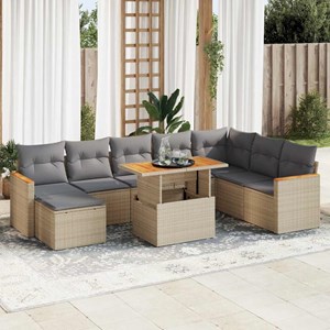 Maison exclusive - salon de jardin avec coussins 9 pcs beige résine tressée acac