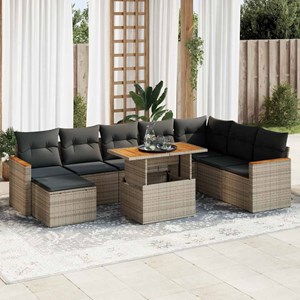 Maison exclusive - salon de jardin avec coussins 9 pcs gris résine tressée acaci