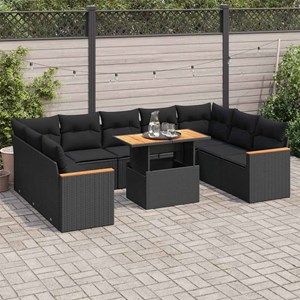 Maison exclusive - salon de jardin 10 pcs avec coussins noir résine tressée acac