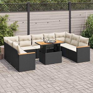 Maison exclusive - salon de jardin 10 pcs avec coussins noir résine tressée acac